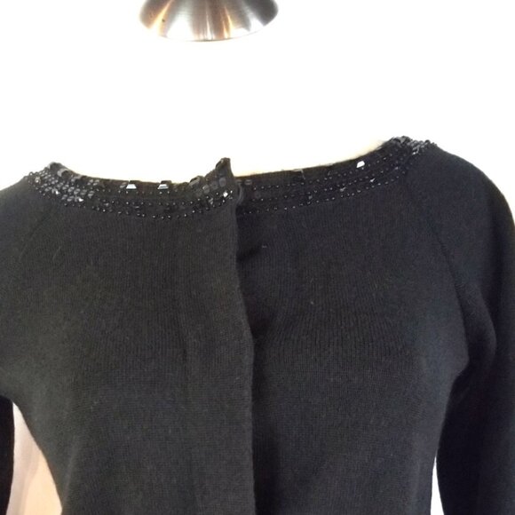 3/$25 LOFT Size XS Black Wool Shrug Sequins - Picture 7 of 7